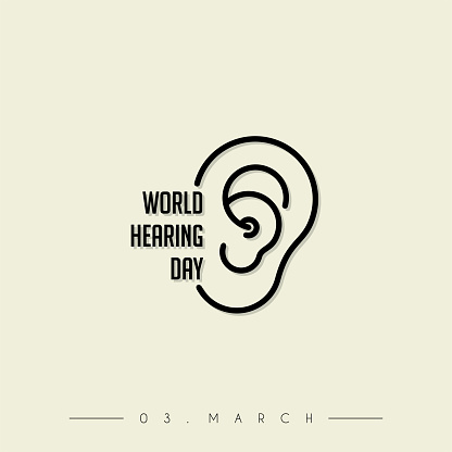 World Hearing Day Design with Ear icon Vector Cartoon