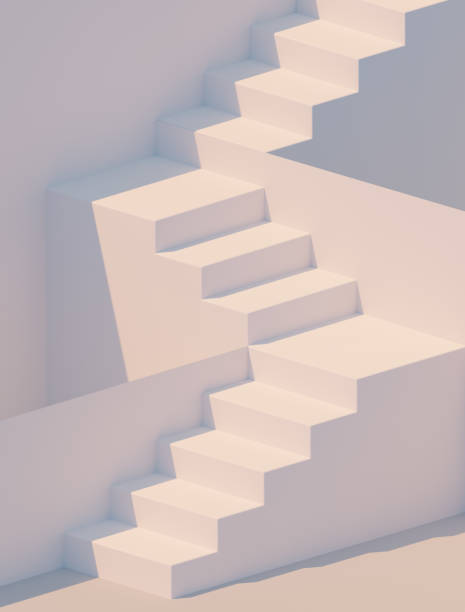 istock White stairs 3d rendering. Staircase minimal background. 1195696815