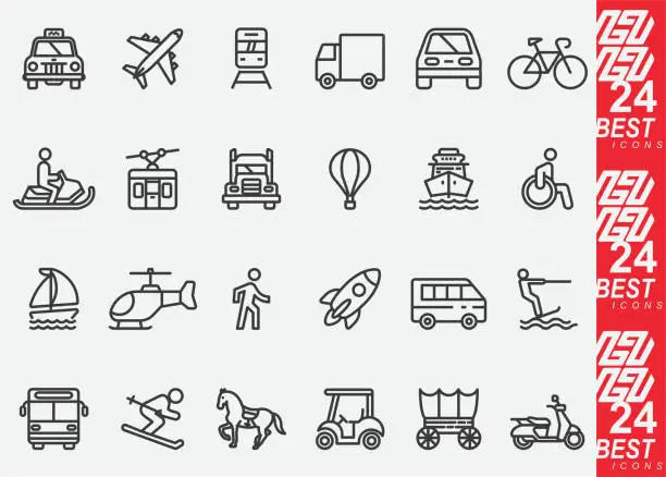 Vector illustration of Transportation Line Icons