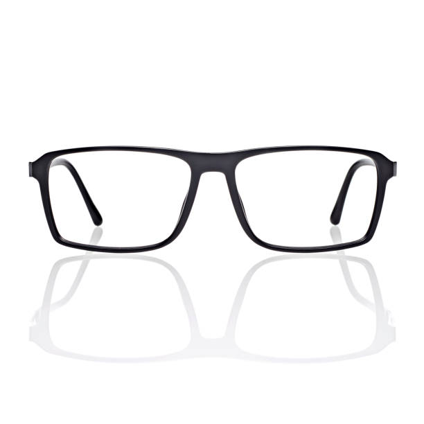 lunettes optiques noires front view - horn rimmed glasses photos et images de collection