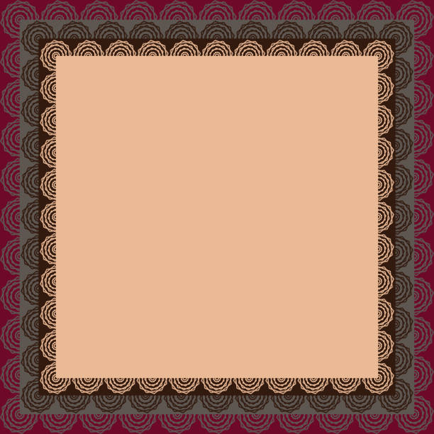 istock Square pattern. Background abstract geometric burgundy cream gray brown color. The form is empty with a lace border around the perimeter. Pattern wrapping paper, carpet, scarf, napkin, handkerchief 1195715365