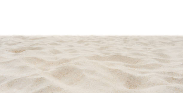 istock Beach sand, Sand beach isolated on white 1195716300