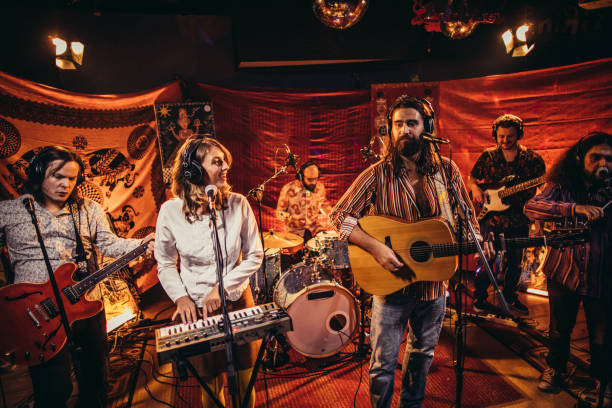 istock Music band performing on stage 1195718365