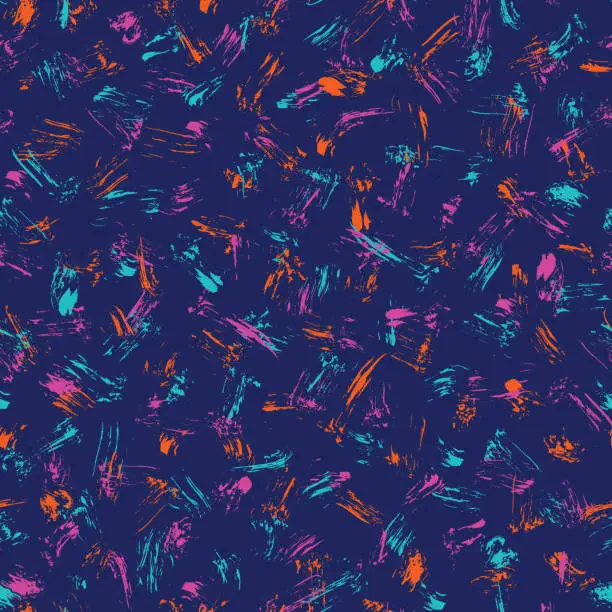 Vector illustration of Trendy Colorful Hand-Drawn Brush Strokes Texture Vector Seamless Pattern