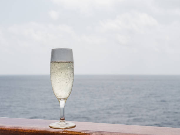 istock Beautiful champagne glass on the open deck 1195721406