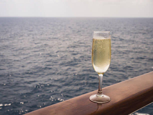 istock Beautiful champagne glass on the open deck 1195721425