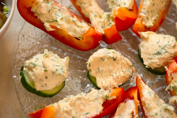 Paprica, Cucumber and cream cheese