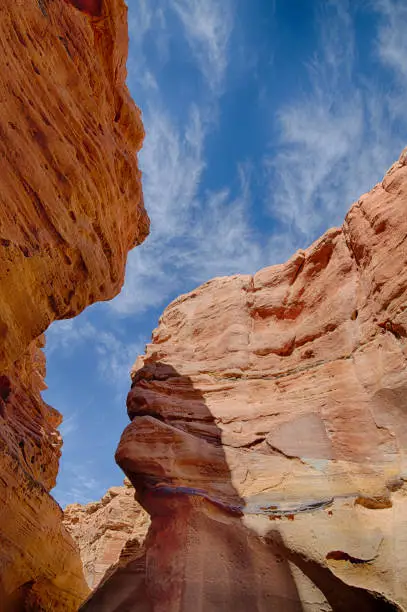 Photo of Color Canyon of Egypt in Nuweiba with beautiful sky.