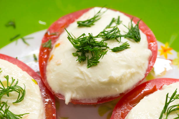 Caprese salad. Tomato and mozzarella.