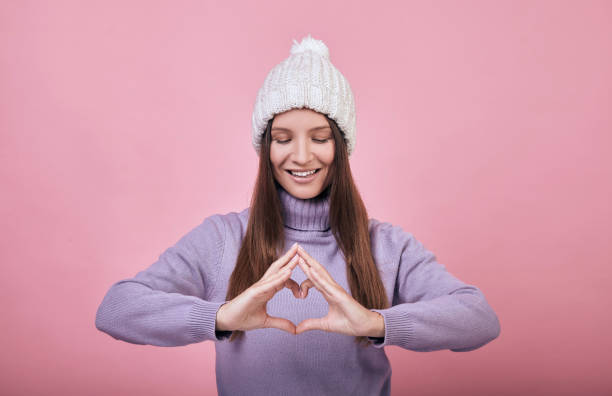 istock Smiling girl in comfortable clothes in winter. 1195727157
