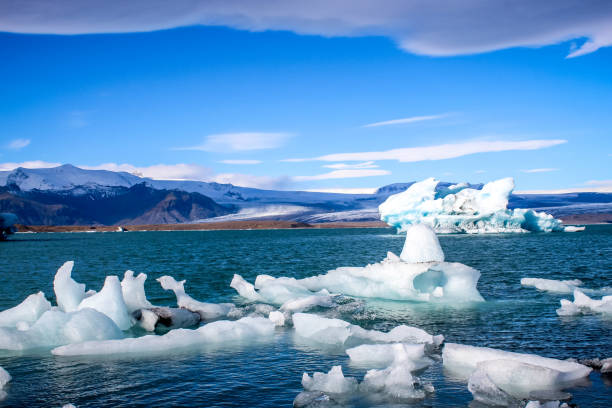 istock melting glacier pieces in lagoon 1195728448