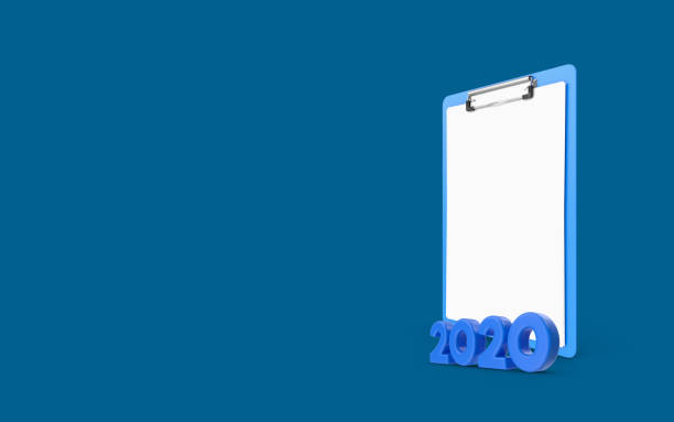 istock Blue Plastic 2020 Title On Clipboard Against Blue 1195729236