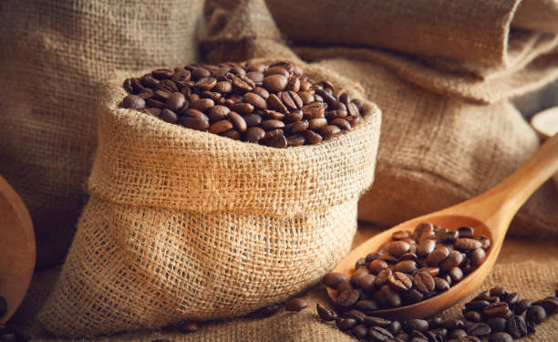 Coffee burlap and coffee bean