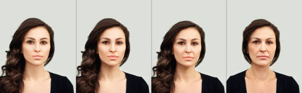 istock Process of aging.Age changes.Woman of different ages, concept skin aging. 1195733121