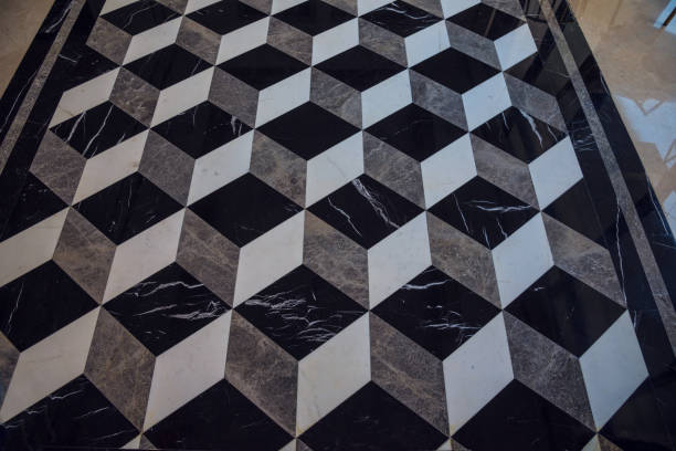 istock Black and white polished marble floor 1195736101