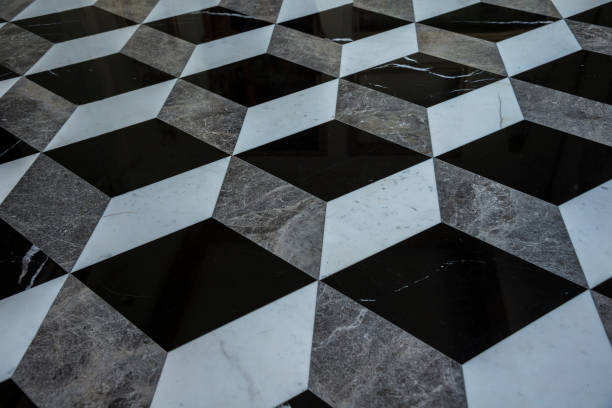 istock Black and white polished marble floor 1195736719