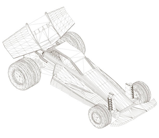 istock Wrieframe toy sports car. View isometric. Machine wireframe from black lines isolated on a white background. 3D Vector illustration 1195738218