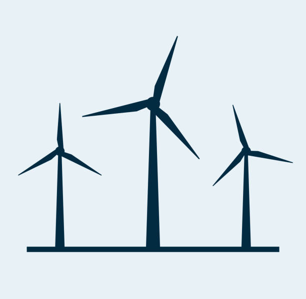 ilustrações de stock, clip art, desenhos animados e ícones de wind vector turbine icon. wind power energy turbine silhouette illustration tower windmill - sea wind turbine turbine wind