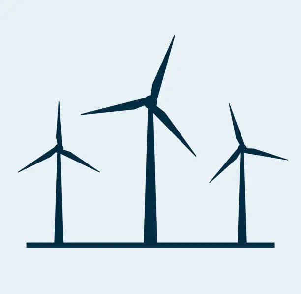 Vector illustration of Wind vector turbine icon. Wind power energy turbine silhouette illustration tower windmill