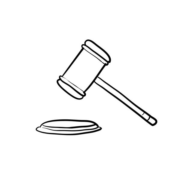 Judge Gavel Illustration With Handdrawn Doodle Style Vector Stock  Illustration - Download Image Now - iStock