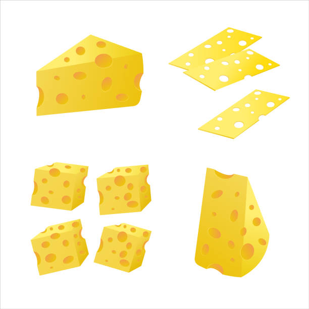 ilustrações, clipart, desenhos animados e ícones de queijo ajustado em várias opções de corte - block portion part of french culture