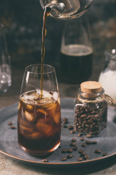 istock Ice coffee in a tall glasses 1195745593