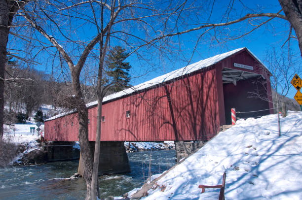 istock West Cornwall snow covered bridge in Connecticut 1195753035