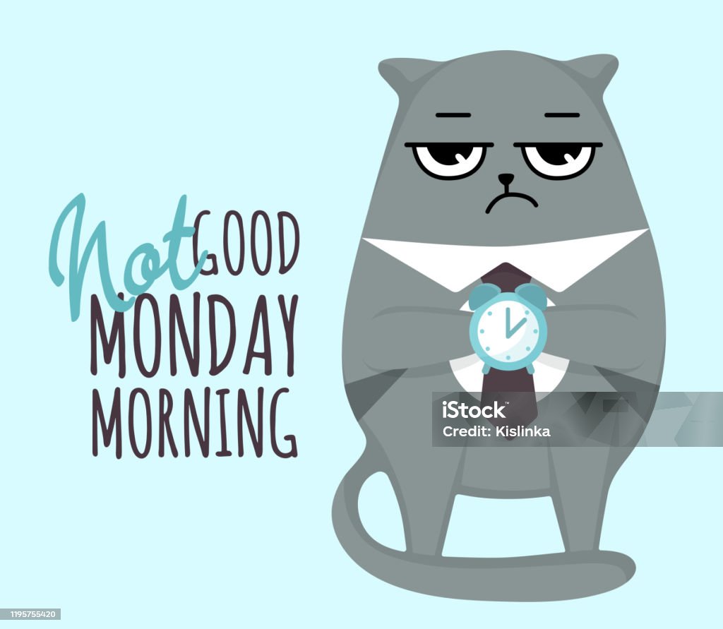 Grumpy Cat With Clock Boss Not Morning Illustration - Download Image Now - iStock