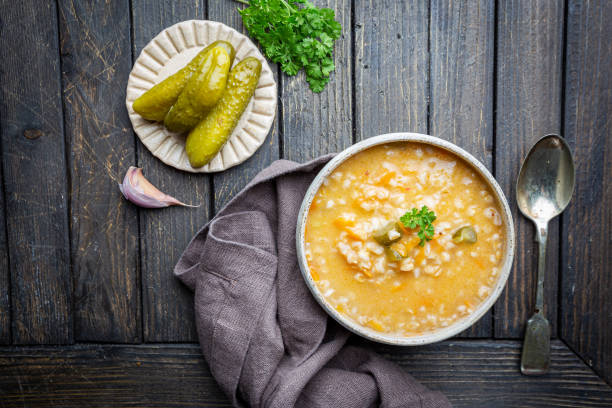 istock Soup with pickled cucumbers 1195757506