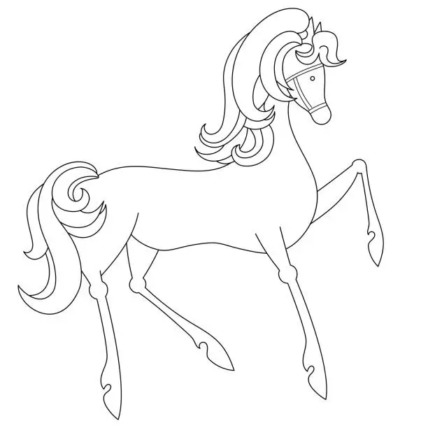 Vector illustration of Coloring page of horse
