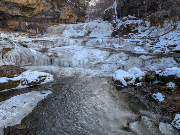 istock Frozen water falls in Willow State Park, Wisconsin. 1195762565