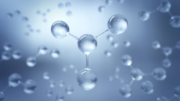 3d rendering molekulare struktur, ozon, wasserstoff und sauerstoff, selektiver fokus - moleküle stock-fotos und bilder
