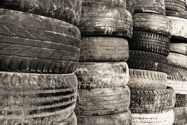 istock old used tires. junkyard. recycling. 1195764878