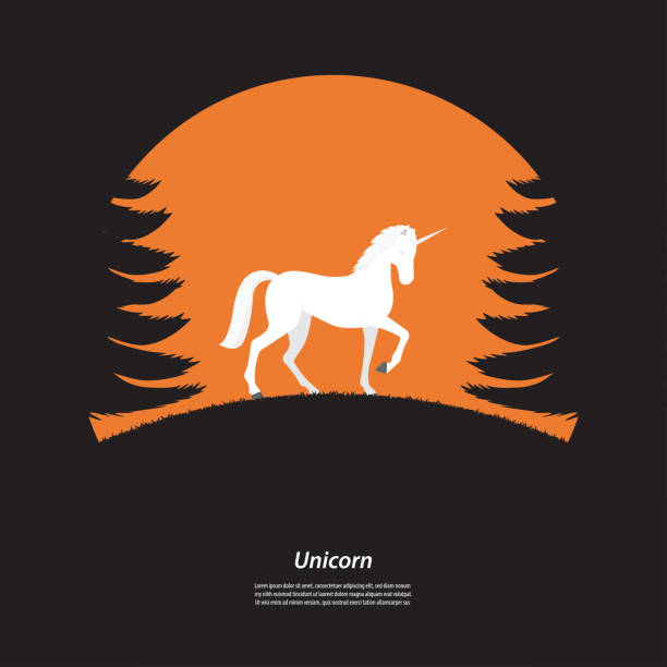 istock Silhouette unicorn horse in the forest 1195765703