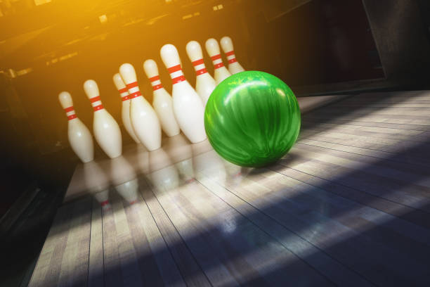 istock Bowling alley. Ball and pins. competition. 1195766632