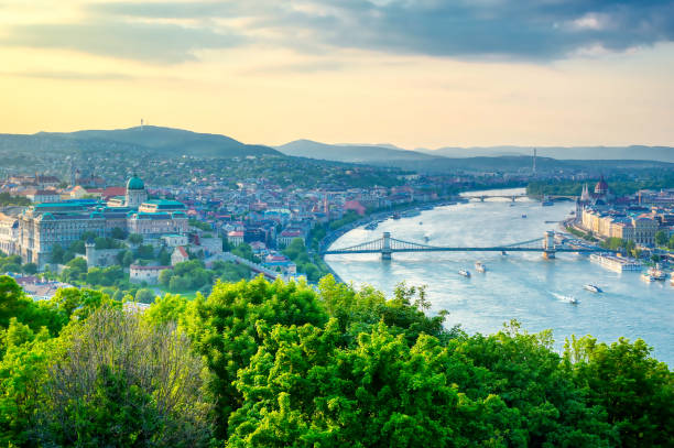 istock Budapest, Hungary from Gellert Hill at sunset 1195766895