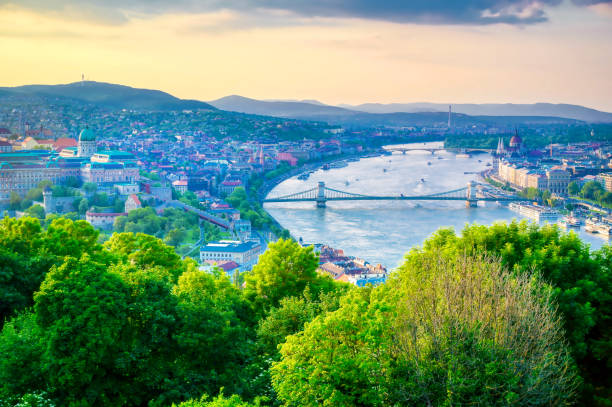 istock Budapest, Hungary from Gellert Hill at sunset 1195767591