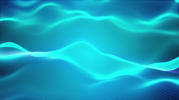 istock Computer generated a big data wave of particles. Glowing striped effect. 3D rendering of a futuristic background 1195767605