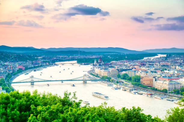 istock Budapest, Hungary from Gellert Hill at sunset 1195767920