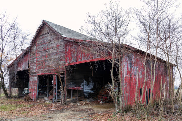 Abandoned Wooden Barn - seems about ready to fall - but it's still standing for another Winter