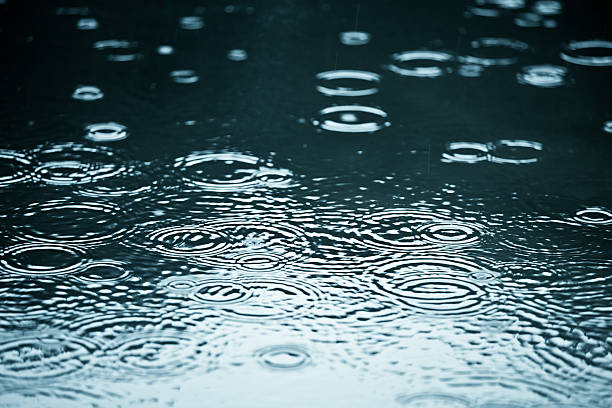istock Close-up of a puddle with rain drop ripples 119577173