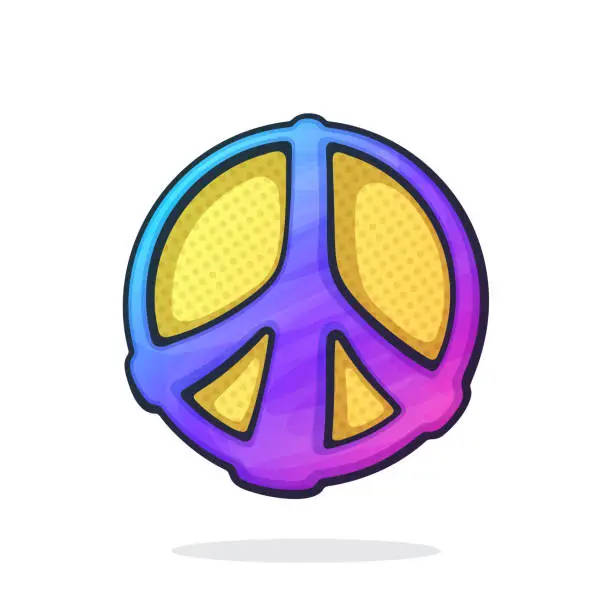 Vector illustration of Vector illustration. Hippies colorful symbol of peace. Sign of pacifism and freedom. Community of people against war