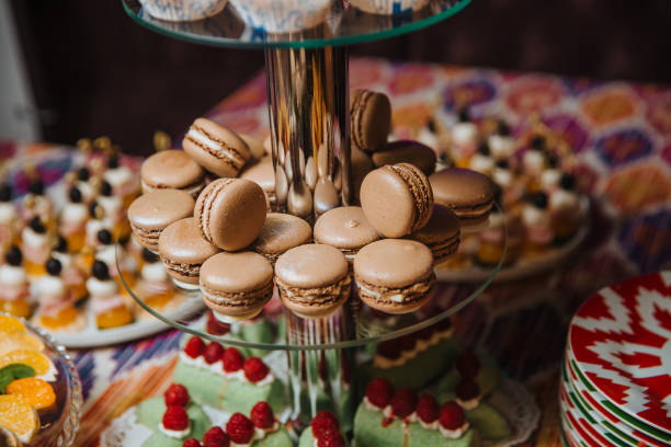 istock The macaroons are on the dessert rack 1195773543