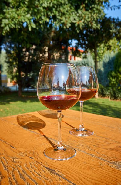 istock Two Glasses of Fresh Red Wine for Celebration 1195773665