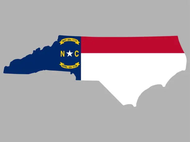 Vector illustration of North Carolina Map Flag Vector