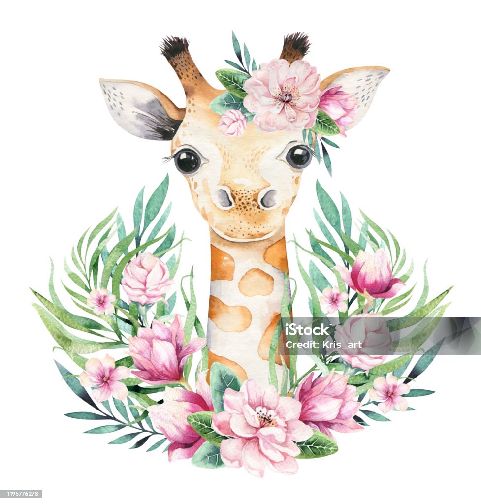 Một Tấm Áp Phích Với Một Con Hươu Cao Cổ Con Phim Hoạt Hình Màu ...