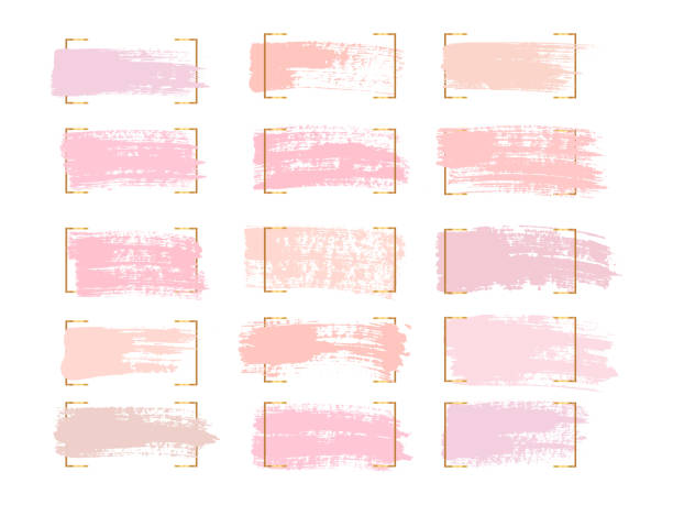 ilustrações de stock, clip art, desenhos animados e ícones de set of pastel brush strokes and spots on a white background. rose gold paint brush. vector - paintbrush brush stroke paint stroking