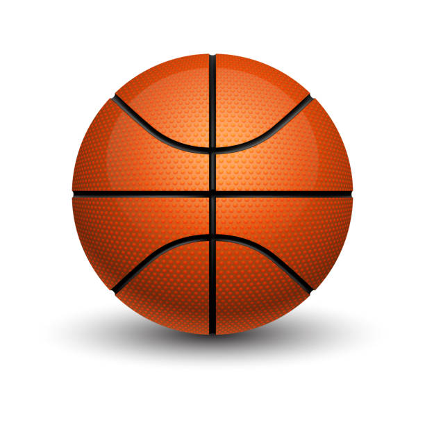odizolowana piłka do koszykówki z cieniem. gry sportowe - basketball single object circle sphere stock illustrations