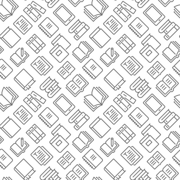 books in background Books related seamless pattern with outline icons Books related seamless pattern with outline icons book backgrounds stock illustrations