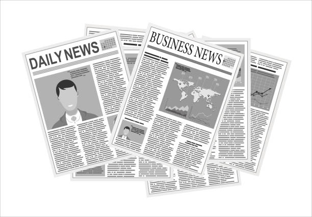 新聞。フラットデザインスタイル。 - pile of newspapers illustrations点のイラスト素材／クリップアート素材／マンガ素材／アイコン素材